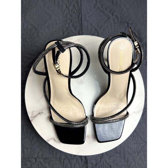 BEBE Women's Millan Cross Strapped Rhinestone Heels Sandals Dress Party SZ9:NWOB - Picture 3 of 8